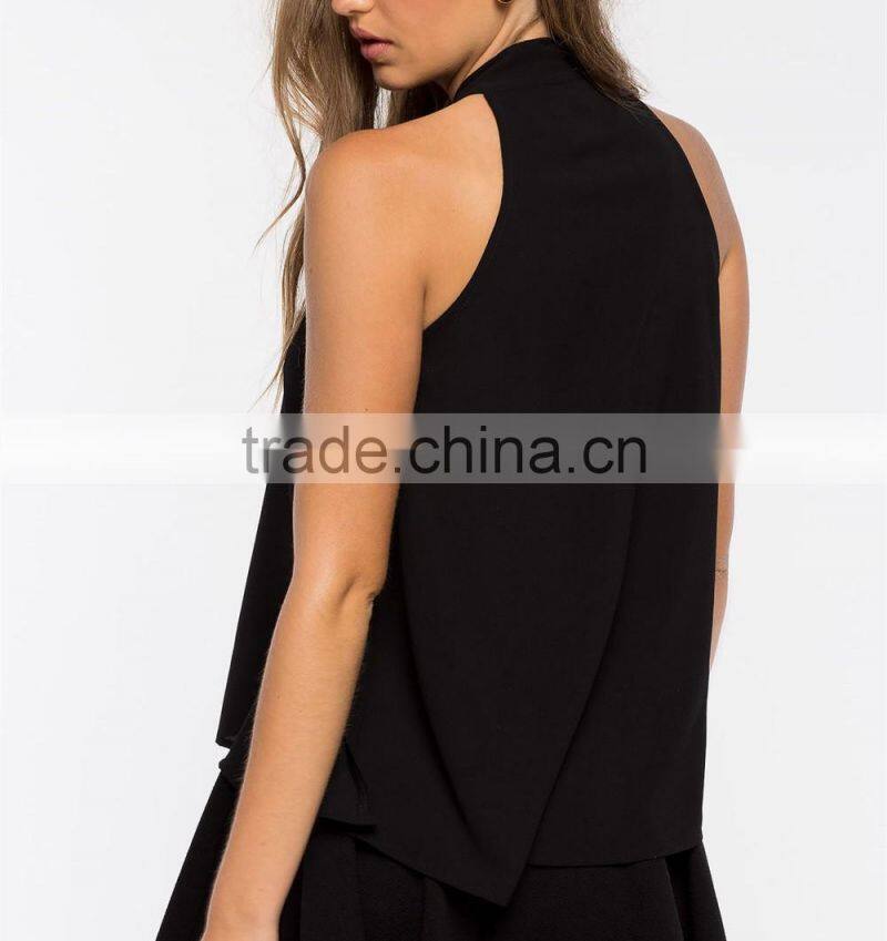 2016 Fashion Ladies Tie Neck Blouse Cami Top HST8044