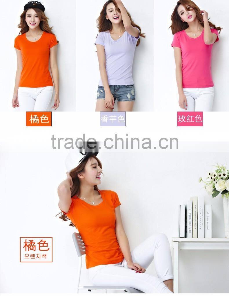 Customized manufactorying plain ladies short-sleeve T shirt