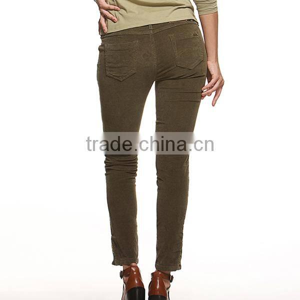 2015 latest design Apparel clothing manufacturer top fashion casual smart slim fit women's corduroy pants