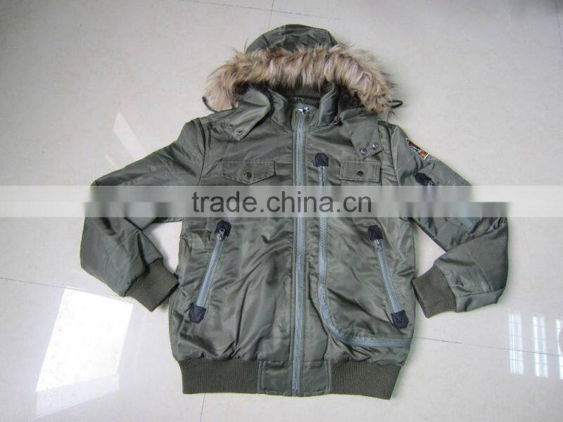 Winter multi-pocket mens coat hoody nylon baseball style jacket
