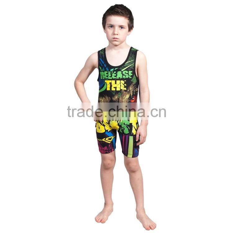 USA cheap custom sublimated wrestling singlets for children