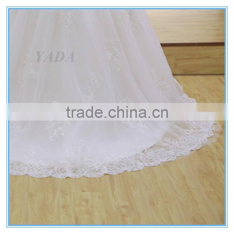 High Quality V-neck Ball Gown Beaded Bride White Wedding Dresses China