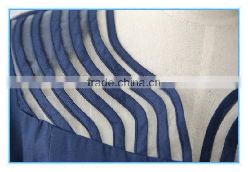 Linen Long Sleeve Royal Formal Women Skirt Suit With Organza Fabric