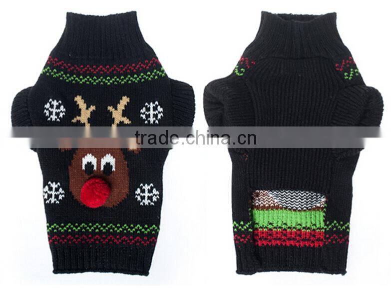 new arrival reindeer thick christmas dog knitted sweater