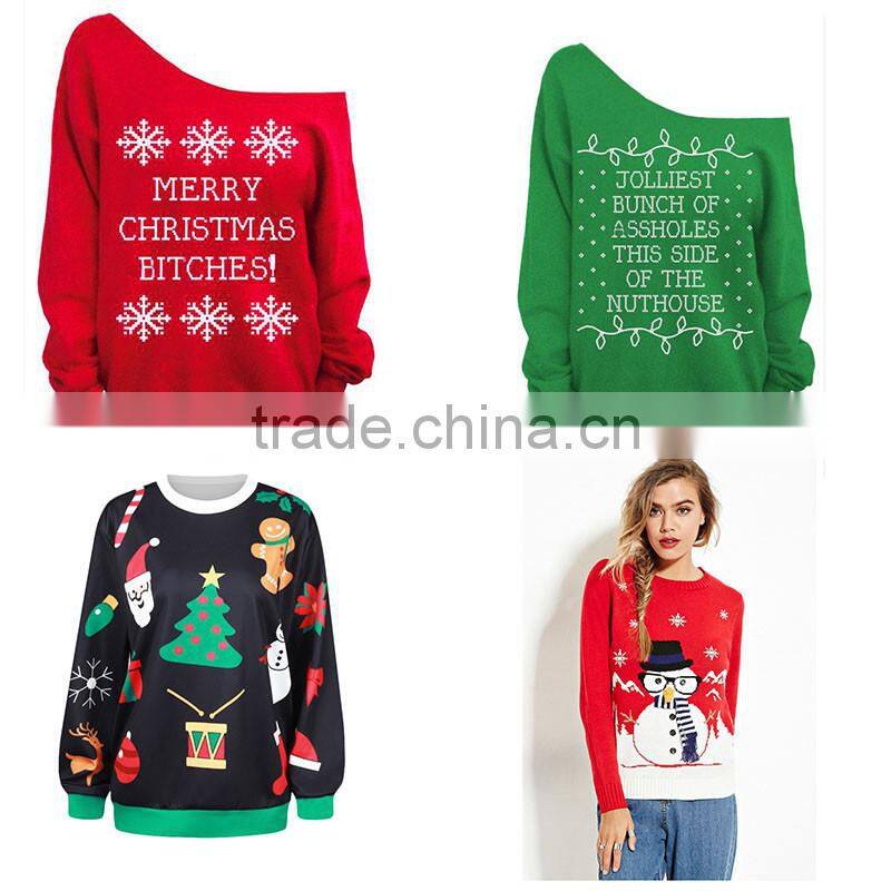 Christmas Sweaters Custom Womens Christmas Hoodies Digital Printing Christmas Jumpers wholesale