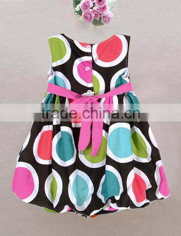 HOT Children Bowknot Colorful Big Polka Dots party dresses for 3 year old girl