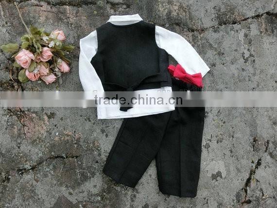 Cute Baby Boy Suit 3pcs Linen Ring Bearer Wear Shirts+Pants+Waistcoat