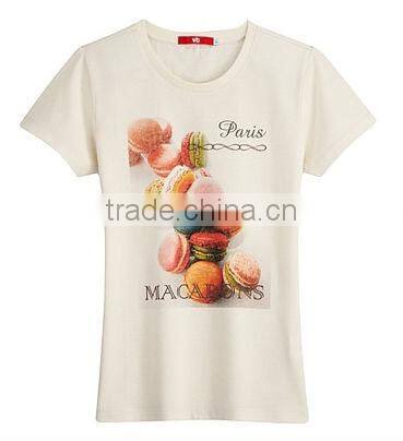 2016 wholesale comfy wear well printed round neck t-shirt for women