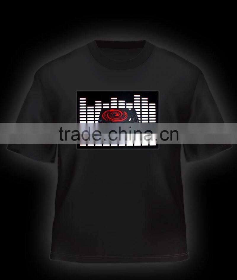 Electronic guitar sound activated led t shirt wholesale