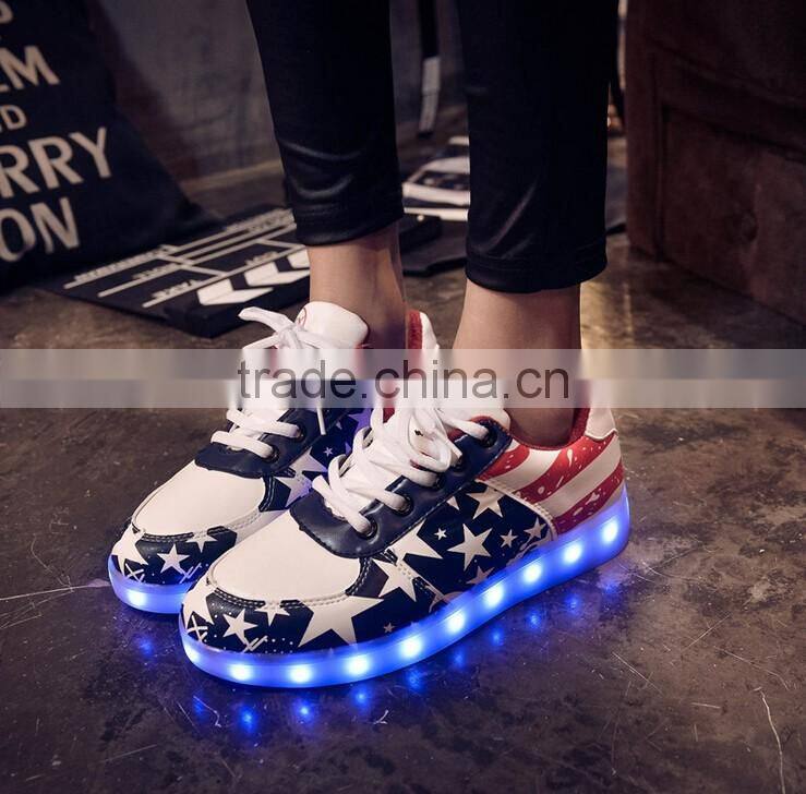 Wholesale Rechargeable Light Flashing Shoes LED Lace-up Flat Shoes