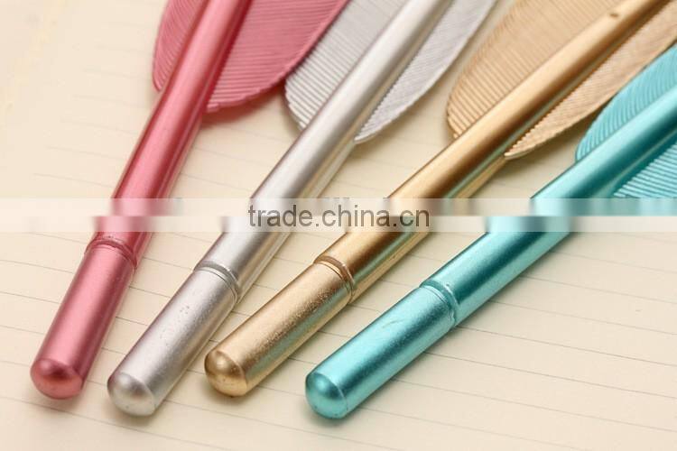0.5mm black pen feather shape ballpoint pen plastice office stationery pen