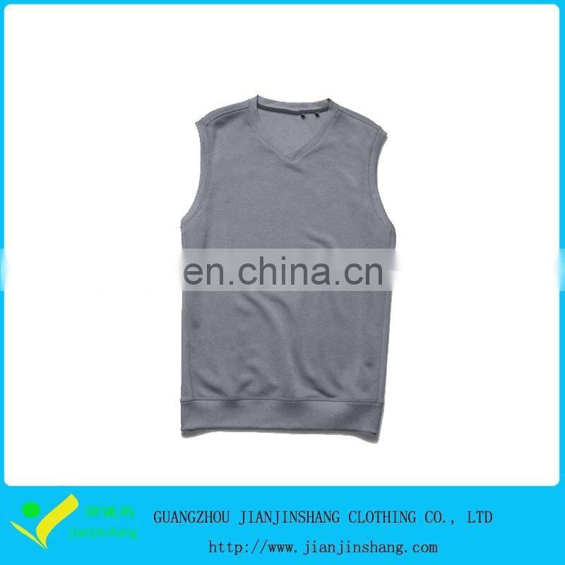 Grey Color Custom V Shape Collar Sleeveless Man's Fashion Korean Golf Knitwear