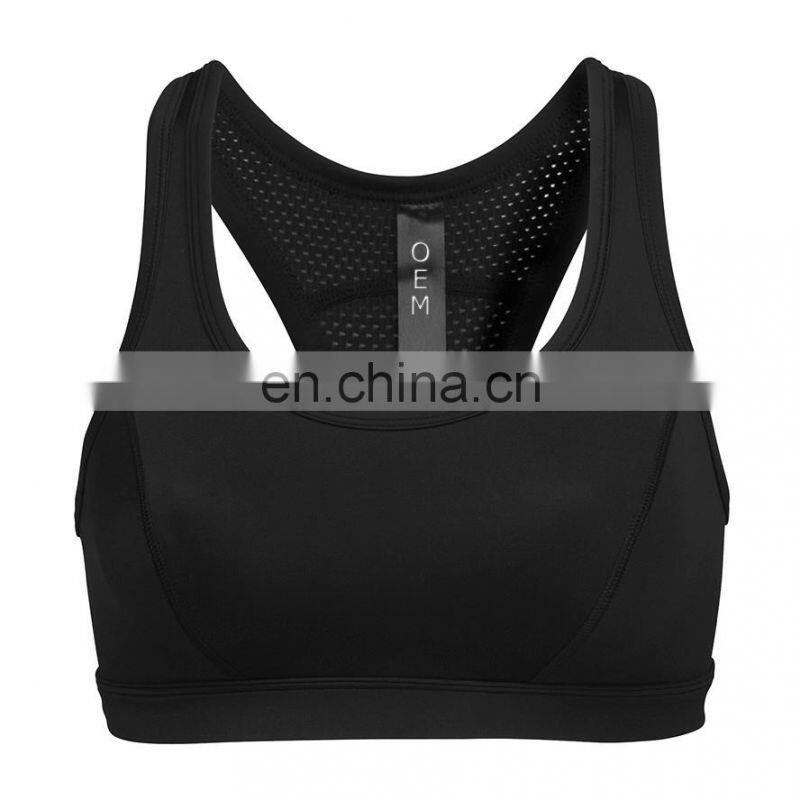 Polyester Spandex Fitness Crop-top, Gym Sports Bra, Black, Sublimation, Crossfit, Calisthenics
