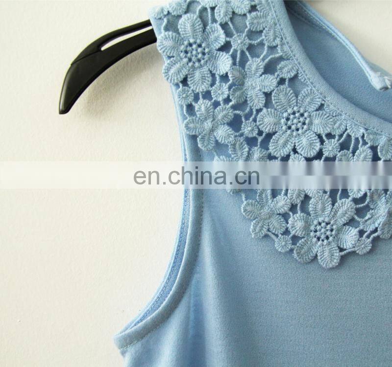 women's 1/4 no sleeve lace top with Polyester