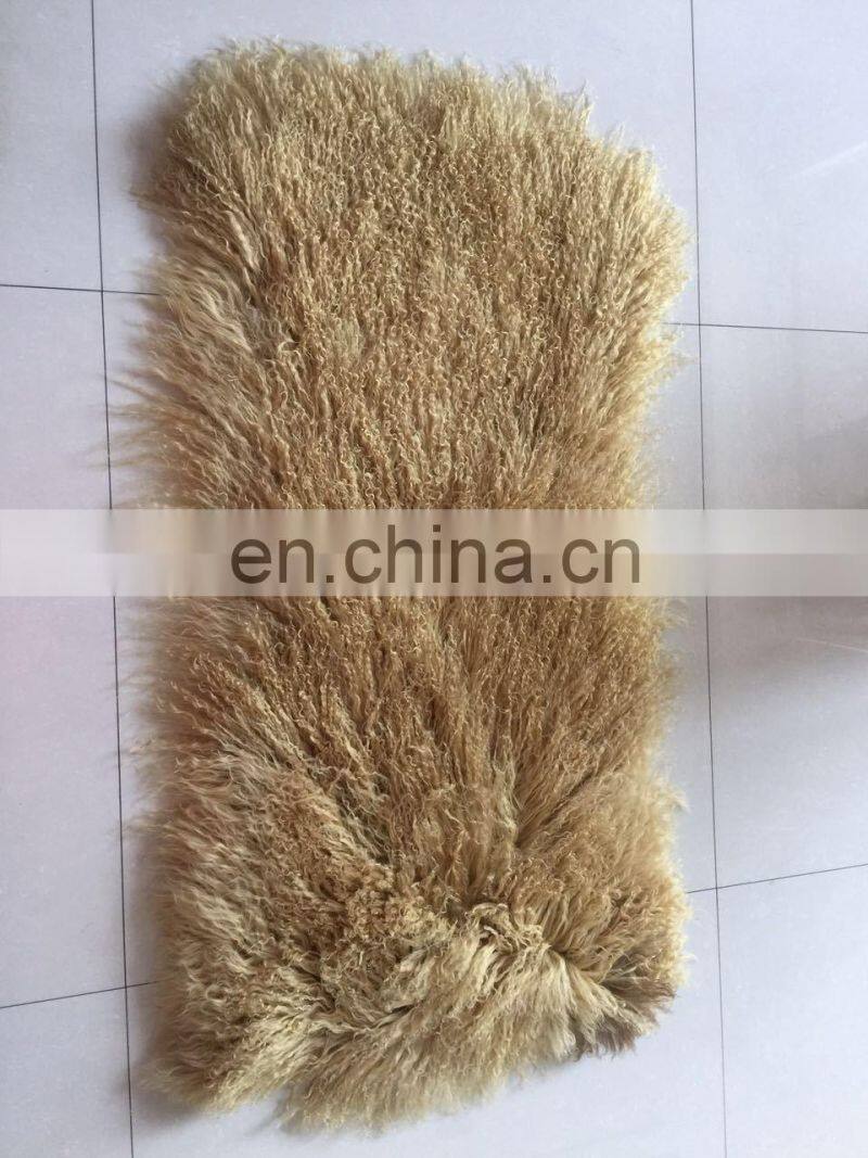 Wholesale long hairs Mongolian lamb fur plate Real Tibetan lamb fur plate
