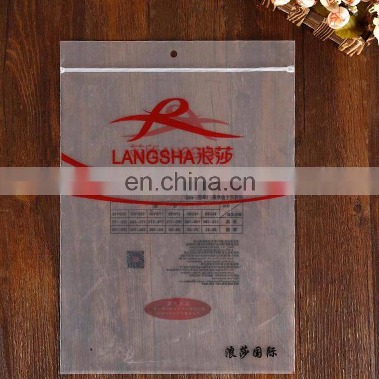 Cheap Price silk stockings/T-shirt PE self sealing packaging bag,custom PE zipper transparent plastic bag