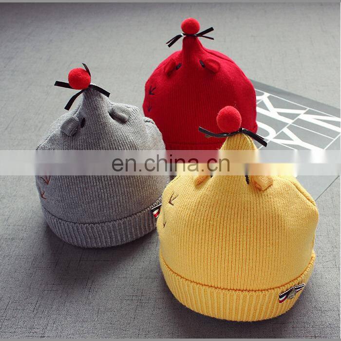 Cute new fashion baby caps woolen trendy cartoon hats