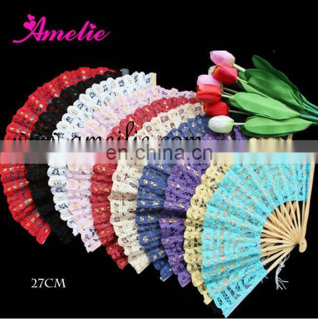 Romantic 27cm wedding lace fan