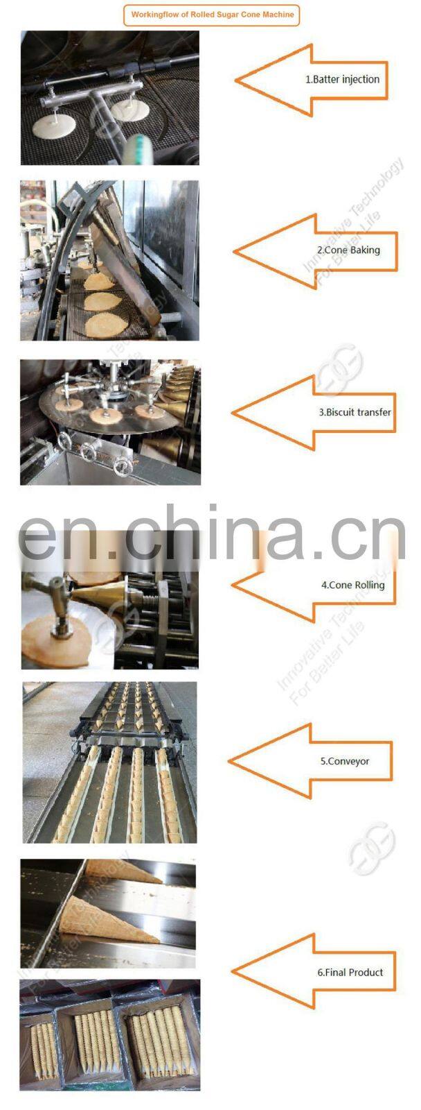 High Efficiency Full Automatic Snow Rolled Sugar Waffle Cone Production Line Rolled Baking Rolling Ice Cream Cone Making Machine