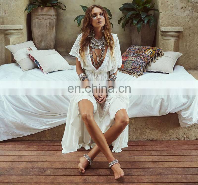 New Long Beach Dress Cotton Lace Beach Cover up Pareos de Playa Mujer Bikini cover up Saida de Praia Swimsuit Cover up
