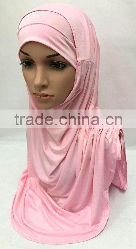 SOLID COLOR TWO PIECES modal COTTON HIJAB elastic long hejab