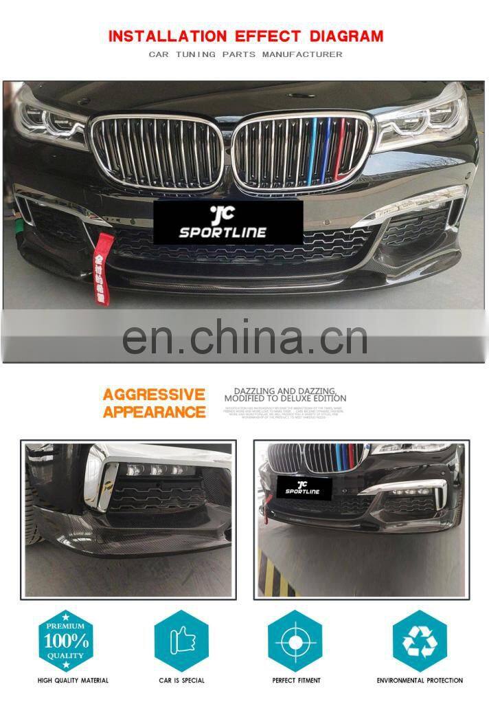 For BMW 7 Series M-sport Carbon Fiber Front Bumper Lip Spoiler 2016 2017 2018