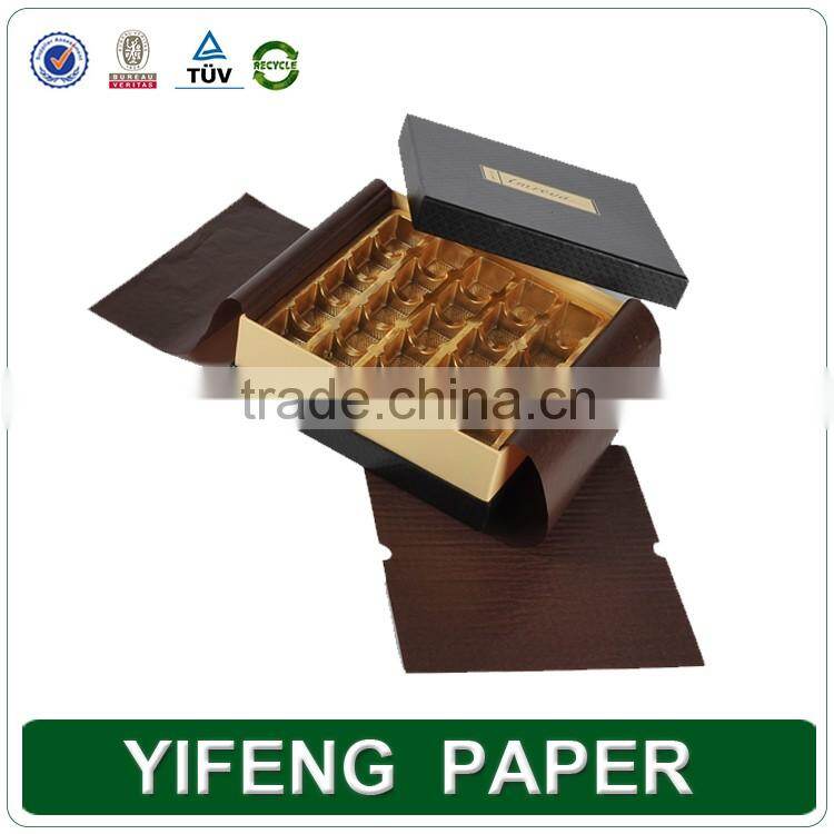 Popular rigid paper chocolate box packaging,luxury cardboard chocolate box with PVC divider tray inside