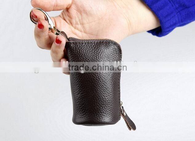 Handmade retro cowide leather key holder for men unisex key case leather coin purse