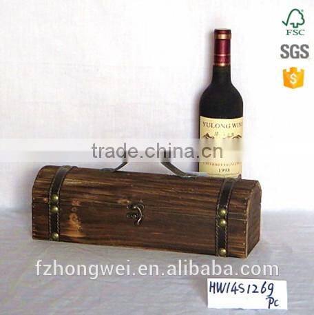 Hongwei Handmade Shabby Chic Vintage Antique Wooden Wine Box 1 Bottle Wine Packaging Box