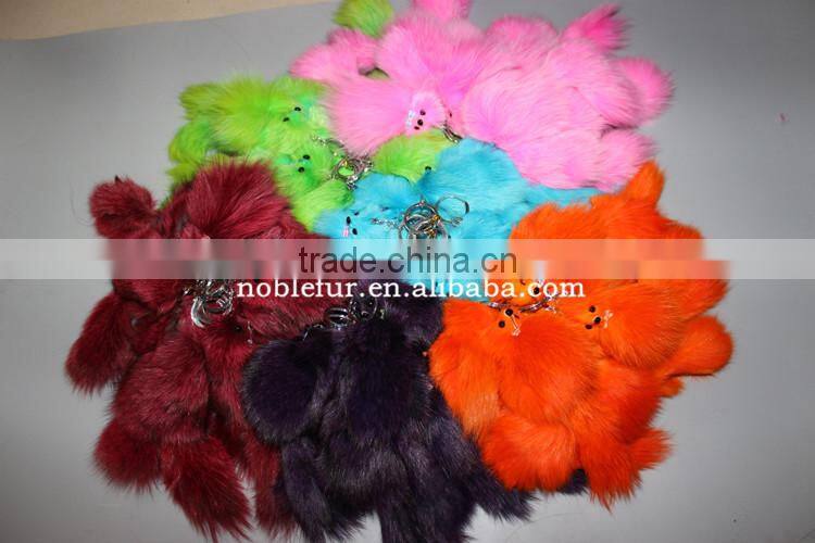 New Arrival White Small Fox Fur Keychain For Mobile Natural Real Fox Fur