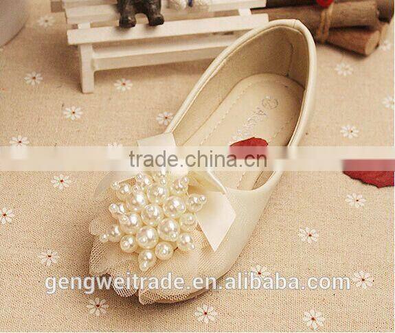 2015 Spring fashion sweet series girl princess shoes kids pearls lace shoes for school wear