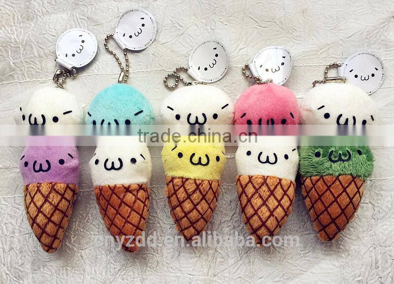 Plush Ice Cream Cane Keychain/Soft Stuffed 11cm High Keychain/Mini Simling Cream Cane Keychain