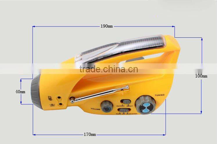 Solar Dynamo Wind-Up Torch Flashlight Charger With FM Radio