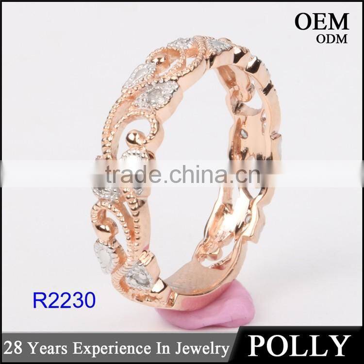2016 fashion rose gold wedding ring 925 sterling silver Europe style ring