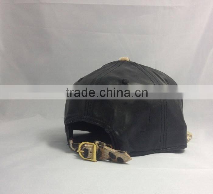 New stylish PU leather p fur snapback hat material for snapback cap