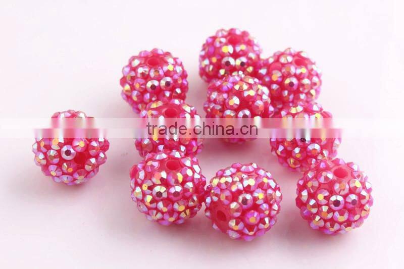 Pink AB Color Resin Rhinestone Ball Beads for Chunky Necklace Jewelry, Custom Design Accept Wholesales Cheap 10mm to 40mm