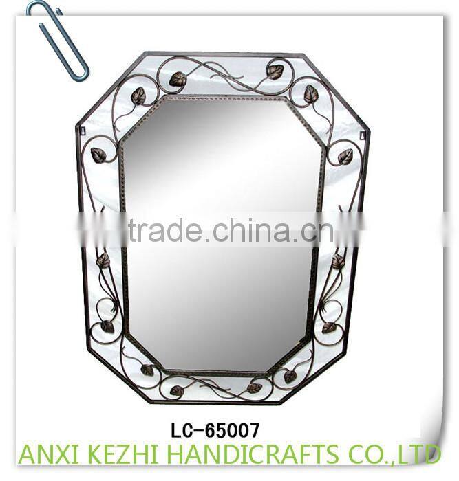 LC-65007 Metal Framed Wall Mirror with Decorative Leaves