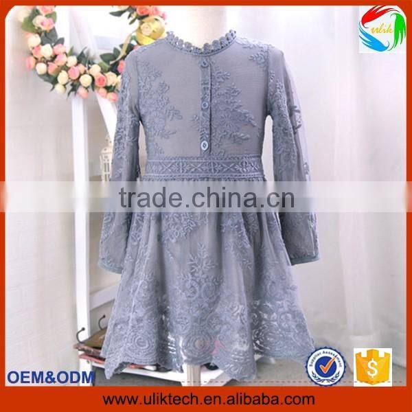 2016 New arrival fashion party kid dress for 2-6T lace ruffle child dress wholesale elegant spring girl dress (ulik-N007)