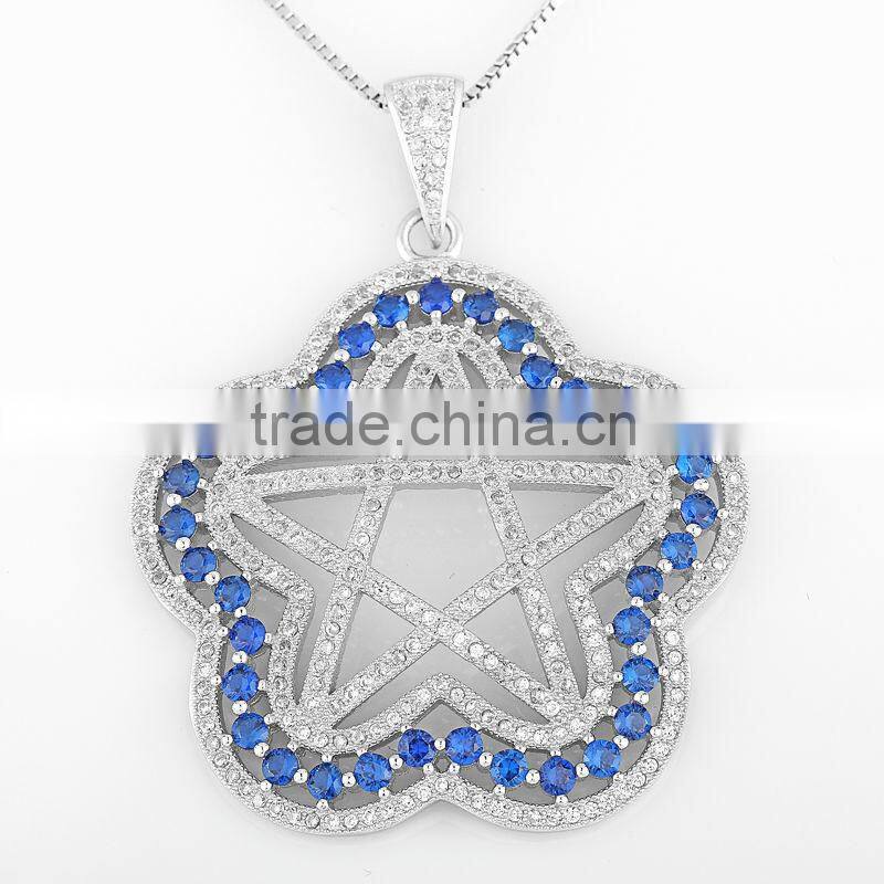CYW custom metal pendant charms 925 silver gems pentagram sterling silver star necklace pendant