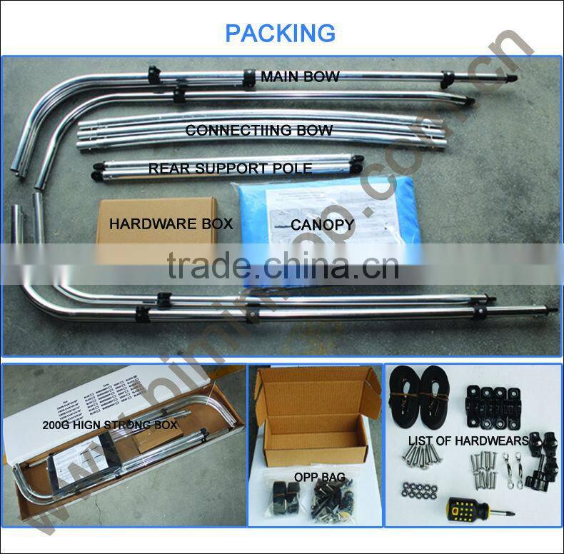 aluminum round tube 3-bow boat bimini top