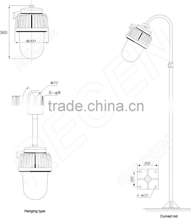 70 100 150w IP65 China factory 3 years warranty mh explosion proof lighting with 150w metal halide high bay light
