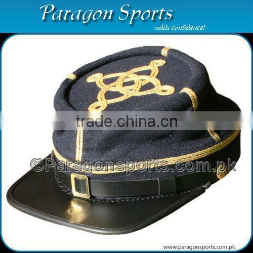 Military Civil War Kepi Forage Cap with Leather Visor
