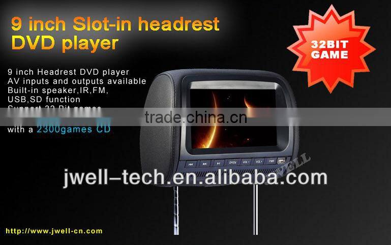 9" car active headrest dvd player headrest monitor for honda crv