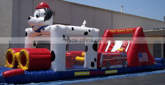 commercial outdoor playground inflatable spotty dog obstacle course for sale