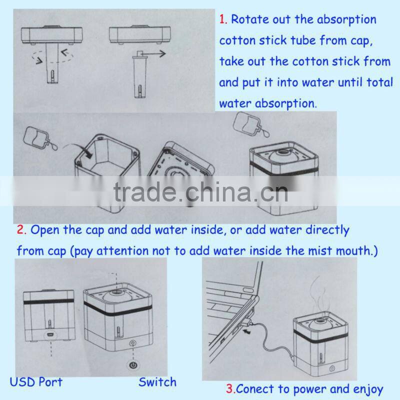 Portable Colorful Ultrasonic Aroma Atomizer with 7 Colors LED Light