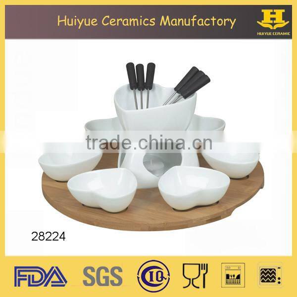 fruit chocolate fondue set with lazy susan