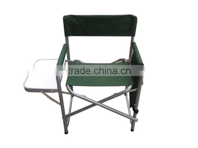 Aluminum folding director chair with side table and pocket