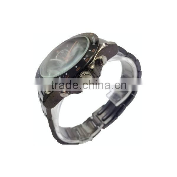 Black tachymeter stainless steel band oil-painted hands six hands sport men watch