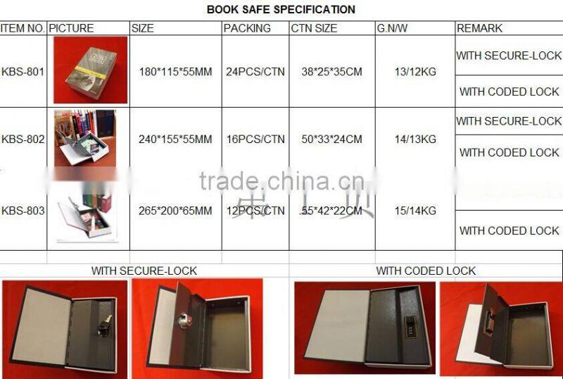 metal hidden book safes with combination lock