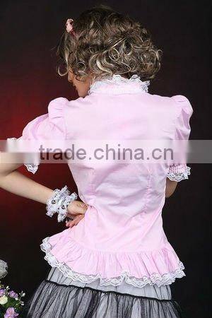 Cotton White Lace Short sleeve Cotton Lolita Blouse 81048